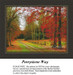A scenic view of a tree-lined path surrounded by vibrant autumn foliage, available as a PDF chart for cross stitch enthusiasts.