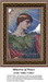 A woman in a green outfit gazes serenely, crowned by cherubs and bathed in sunlight, presented as a cross stitch kit by Elihu Vedder.