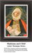 A detailed counted cross-stitch pattern preview of Marianne Stokes' painting, "Madonna and Child." The Pre-Raphaelite Symbolist design features the Virgin Mary with a gilded halo holding the infant Jesus under a delicate sheer veil, posing with sacred tenderness.