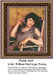 A woman with dark hair and a flower in her hair rests her hand on her chin, transformed into a counted cross stitch pattern.
