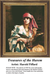 A woman in a striped garment holds a decorative bowl, a digital pattern by Harold Piffard from the 19th-century art movement.