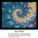 A swirling braid of aqua and purple spirals towards a yellow center, designed as a counted cross stitch design. Solid colors dominate the pattern.