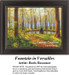A serene fountain surrounded by tall trees and soft greenery, designed as a PDF pattern from the painting by Boris Bessonov.