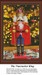 A colorful Nutcracker King stands proudly with a regal outfit amidst a backdrop of twinkling lights, created as a counted cross stitch pattern.
