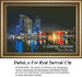 A vibrant night scene of Dubai city lights, reflecting on the water, designed as a BAP cross stitch by Sunrays Creations.