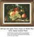 A detailed counted cross-stitch pattern preview of Johann Amandus Winck's painting, "Still Life with Apples, Pears, Grapes on Marble Plate." The German still life design features a rich arrangement of ripe fruit resting on a cool marble ledge, capturing lush abundance through vibrant colors and soft classical lighting.
