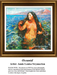 A detailed counted cross-stitch pattern preview of Annie Louisa Swynnerton's painting, "Oceanid." The Symbolist mythic design features a sea nymph emerging from sparkling water with dappled light on her skin, posing with aquatic radiance.