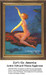 A young woman rides through the air on a red blanket with planes in the sky, available as a counted cross stitch pattern.