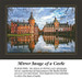 A stately castle beside calm waters reflects its image under a brisk blue sky in this large cross stitch pattern, perfect for architecture lovers.