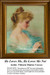 A woman with flowing hair is lost in thought, holding a flower while playing a game, yours to stitch as a counted cross stitch chart.