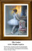 A ballerina in a white tutu reads a letter in soft light, captured as a counted cross stitch pattern by artist Delphin Enjolras.