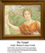 A nymph with a garland of ivy stands by a tree in a woodland scene, crafted as a counted cross stitch kit from the work of Thomas Cooper Gotch.