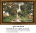 A tranquil landscape of a tree-lined path under a soft gray sky after rain, presented as a digital pattern for cross stitch projects.