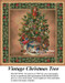 A Victorian Christmas tree adorned with vintage ornaments and toys, presented as a digital pattern for counted cross stitch.