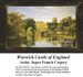 A scenic view of Warwick Castle nestled among lush trees, designed as a counted cross stitch pattern ready for your next cross stitch project.