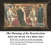 Mary Magdalen and two angels stand in awe at the resurrected Jesus, come to life as a counted cross stitch design by Sir Edward Coley Burne-Jones.