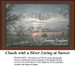 A picturesque sunset with silver-tipped clouds fills the scene, designed as an xstitch pattern for creating a serene landscape.