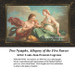 A pair of nymphs interact with fruits symbolizing the sense of taste in this cross stitch pattern by Louis-Jean-Francois Lagrenee.
