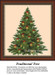 A traditional Christmas tree adorned with green and gold ornaments and red bows, designed as a cross stitch chart by Sunrays Creations.