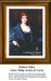 A woman with red hair and elegant attire looks directly at the viewer, shown as a counted cross stitch pattern, waiting as your next cross stitch.
