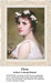 A young woman in a white dress adorned with white flowers in her auburn curls, designed as a PDF chart from Conrad Kiesel's Art Nouveau painting.