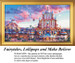A vibrant fantasy landscape filled with whimsical candy structures and sweet treats, designed for a delightful cross stitch project.