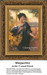 A woman in blue and violet robes holds golden flowers, set against a lush background, in this counted cross stitch kit by Conrad Kiesel.
