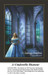 A young woman in a blue gown stands in a stone archway, surrounded by windows and soft light, come to life as a counted cross stitch design.
