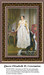 A woman in formal regalia with a jeweled crown and scepter, in a large cross stitch pattern showcasing Queen Elizabeth II's coronation day.