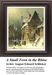 A detailed counted cross-stitch pattern preview of August Eduard Schlieker's Romantic winter landscape, "A Small Town in the Rhine." The atmospheric design depicts a snowy winter scene in a quaint 19th-century German town with villagers strolling past historic timbered houses under a soft, overcast winter sky.