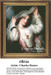 A woman with a veil and pearls adorns her neck, composed as a counted cross stitch pattern inspired by Charles Baxter's artwork.