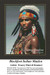 A young Blackfoot Indian woman in traditional ceremonial clothing, presented as a counted xstitch pattern, radiates pride with a confident expression.