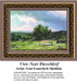 A scenic landscape with two figures under a blue sky and clouds, immortalized as a counted cross stitch pattern by Ivan Ivanovitch Shishkin.