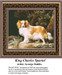 A King Charles Spaniel dog stands near a tree and vegetation, yours to stitch as a counted cross stitch chart by artist George Stubbs.