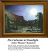 A nighttime view of the Coliseum, with crumbling arches and a luminous moon above, rendered as a cross stitch chart by Nikanor Chernetsov.
