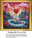 A landscape filled with hearts and a large red heart monument stands tall, ready for your next cross stitch project.