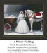 A bride in a white gown stands in the snow by a horse and an elegant carriage, surrounded by falling snowflakes, shown as an xstitch chart.
