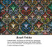 A vibrant digital pattern with swirling paisley motifs in rich colors like purple, green, and gold on a deep black background, ready for cross stitch.