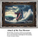 Fantasy Surreal Mythology Cross Stitch | Attack of the Sea Monster