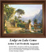 A scenic view of a lodge on Lake Como, framed by elegant columns and colorful flowers, designed as a PDF pattern from Carl Frederik Aagaard's work.