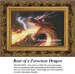 A ferocious dragon breathes yellow flames in attack mode, crafted as a counted cross stitch design yours to stitch as a counted cross stitch chart.