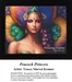 A woman with a vibrant peacock headdress, adorned with colorful feathers, is featured in this large counted cross stitch pattern.