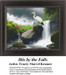A white Ibis with orange beak stands on rocks by a waterfall, surrounded by lush greenery, in this cross stitch design from Sunrays Creations.
