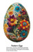 A colorful egg design filled with various wildflowers against an earth tone background, available as a PDF pattern for cross stitch enthusiasts.