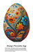 A colorful egg pattern with orange and electric blue flowers on an ecru background, designed as a digital pattern perfect for Easter stitching.