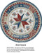 A circular design filled with stars in red, white, and blue, created as a counted cross stitch pattern titled Americana.