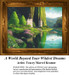 A fantasy landscape xstitch design with a castle divided into two towers, tall hedges reaching the sky, and lush greenery surrounding a serene lake.