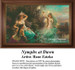 Three nymphs converse near water at dawn, their scene come to life as a counted cross stitch design by artist Hans Zatzka.