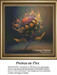 A vibrant protea flower in gold, green, teal, violet, and orange is displayed in this cross stitch design by Sunrays Creations, framed elegantly.