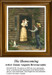 Counted cross stitch design featuring The Homecoming by Jennie Augusta Brownscombe, depicting a sentimental Victorian scene of a mother and child greeting a man at a cottage door; a detailed xstitch pattern for fine art lovers.